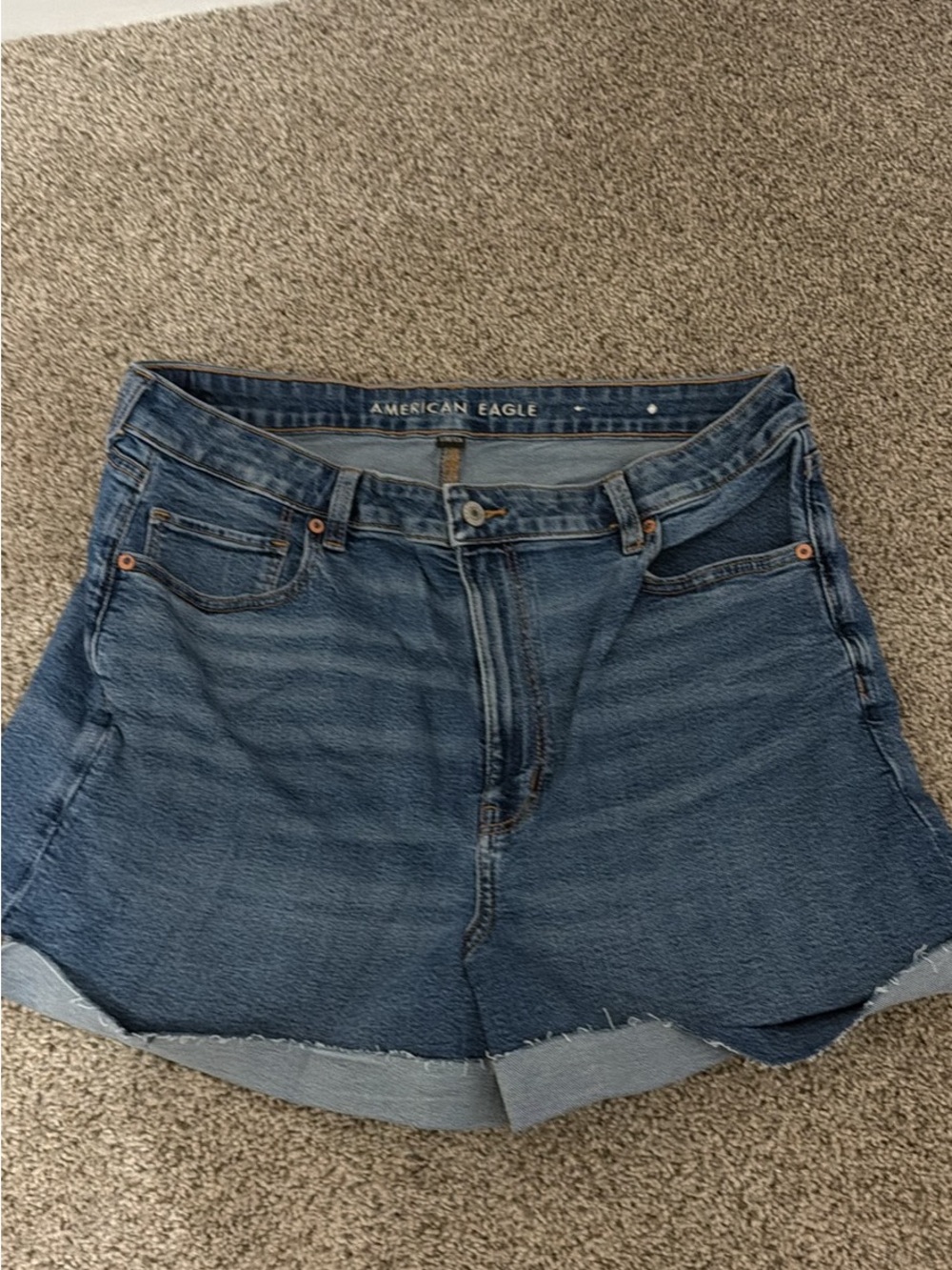 American Eagle Outfitters Dark Blue High-Rise Jean Shorts